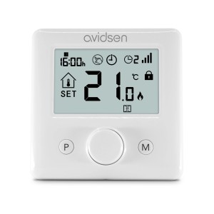 Termostato Avidsen: Display digitale con indicazione della temperatura e impostazioni.