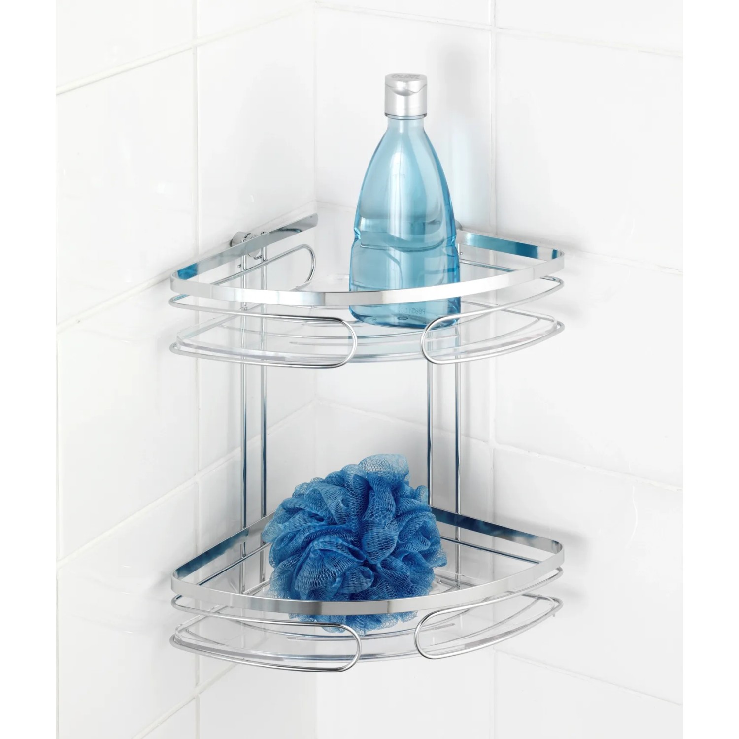 Neodrain Mensole Angolari Doccia In Acciaio Inox 304 2 Pezzi Bianco - Adesive Senza Fori 10 Kg - 2
