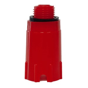 Raccordo in acciaio t.b.t. rosso con filettatura e guarnizione per tubi.