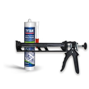 Pistola per silicone Tytan con cartuccia, utensile per muratori e piastrellisti.