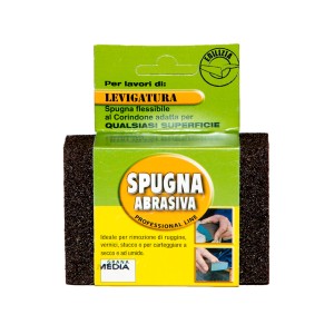 Spugna abrasiva, adatta per levigare superfici, grana media.