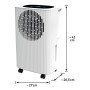 Deumidificatore LEF-205-40 bianco e nero con ruote e dimensioni.