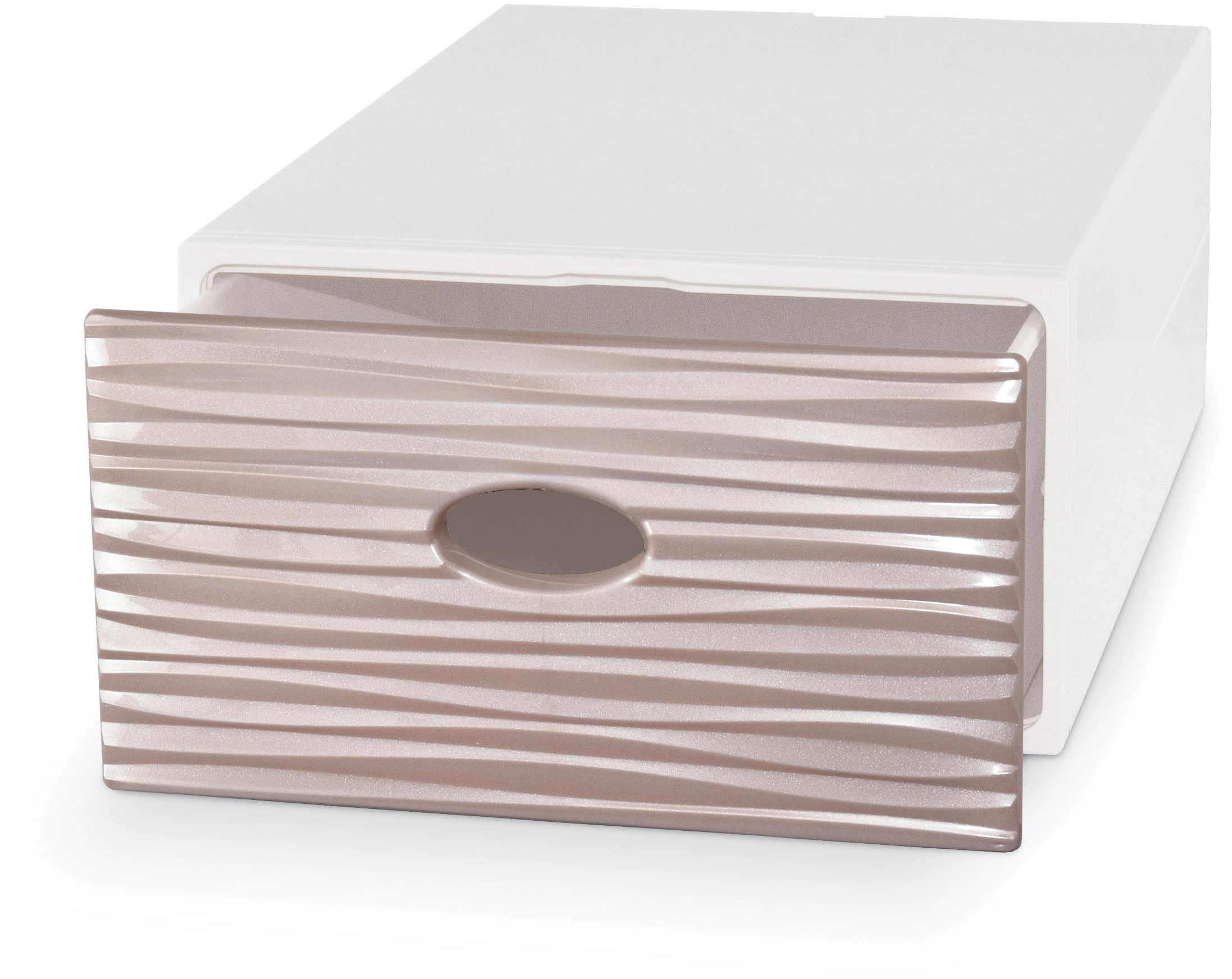 Cassetto in plastica Qbox Wave perla 28x15x40cm