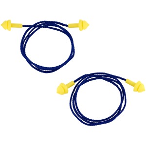 Tappi per orecchie riutilizzabili gialli LUX con cordino di sicurezza blu, 4 pezzi