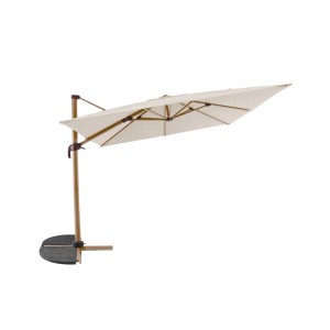 Ombrellone a braccio t.b.t. con telo beige e struttura marrone.