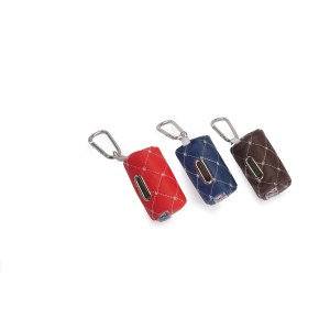 t.b.t. Dispenser sacchetti igienici per cani in rosso, blu e marrone con moschettone.