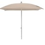 Ombrellone a braccio t.b.t. beige con struttura bianca.
