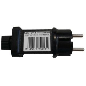 Dettaglio di un adattatore nero per luci da esterno.