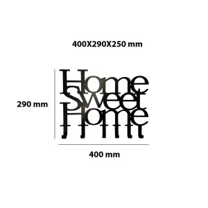 Decorazione da parete decorativa "Home Sweet Home" in nero, dimensioni 400x290x250 mm.