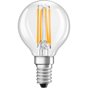 Lampadina LED Osram E14 a goccia, 2.5W, 470lm, luce bianca calda.