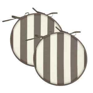 Due cuscini da esterno t.b.t. rotondi a righe per sedie.