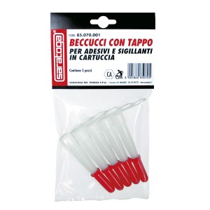 Beccucci in silicone con tappi rossi, 5 pezzi, per cartucce