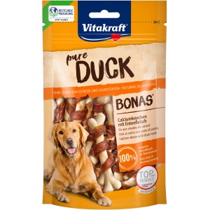 Vitakraft Pure Bonas Osso di Calcio Anatra, confezione da 80g di ossi per cani con carne d'anatra.