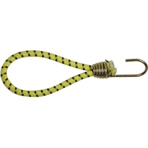 Corda elastica gialla con gancio per campeggio e outdoor.
