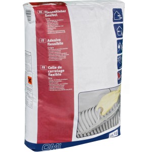 Sacco di adesivo per piastrelle CMI flessibile grigio 25 kg, adatto per piastrelle e gres.