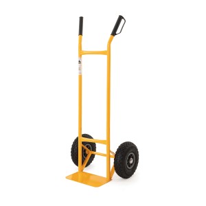 Carrello t.b.t. giallo a due ruote per officina e trasporto.