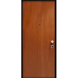 Porta blindata t.b.t. effetto legno con spioncino e maniglia.