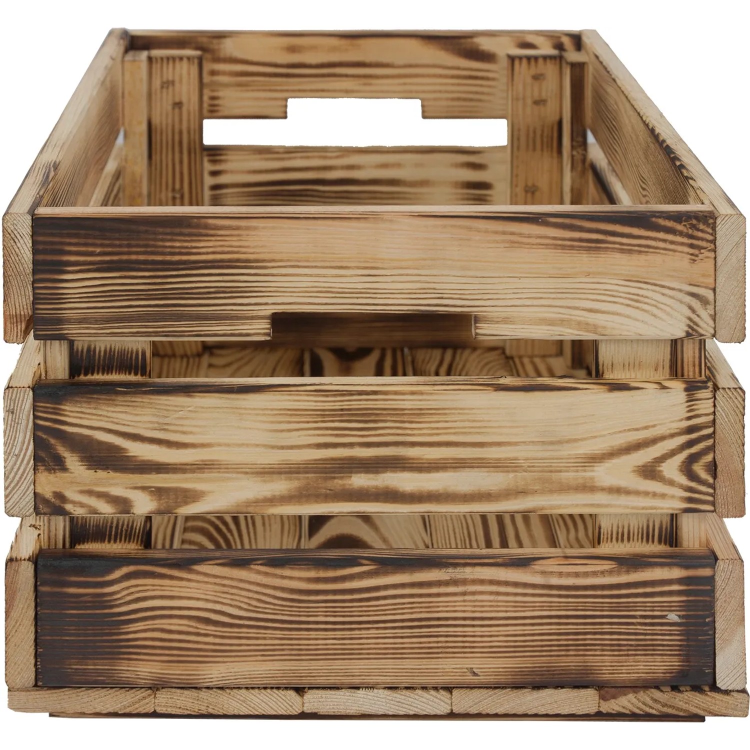 Cassa in legno di pino fiammato L, 23,9x39x29,2 cm, con maniglie. Ideale per lo stoccaggio.