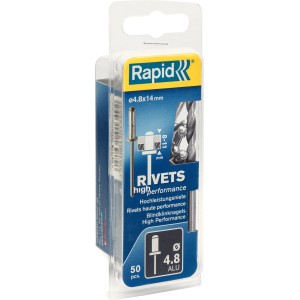 Rivetti ciechi Rapid 4.8x14mm, 50 pezzi, per Graffe a dorso sottile.