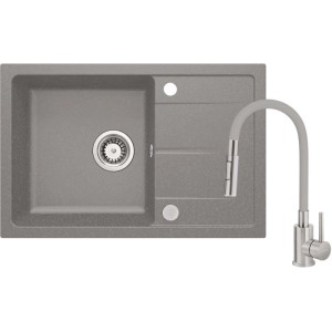 Lavello con rubinetto bocca elastica Idrostile Amancio 440x164 mm grafite met