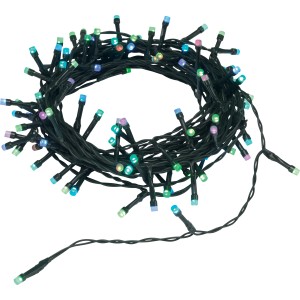 Catena luminosa LED colorata con 96 LED, cavo verde, lunghezza 14,5 m.