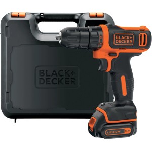 Avvitatore a batteria Black+Decker 10,8V con batteria e custodia.