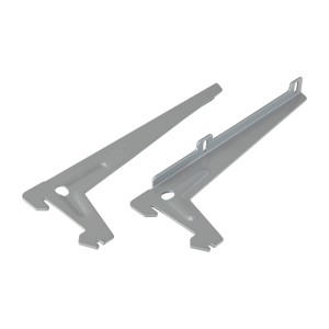 Due staffe angolari argentate a un foro, 18 cm, per mensole e costruzione mobili.