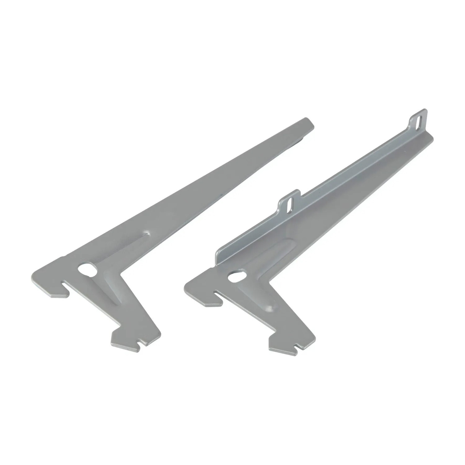 Due staffe angolari argentate a un foro, 18 cm, per mensole e costruzione mobili.