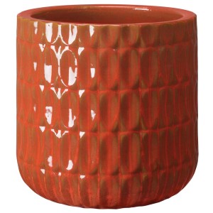Vaso per piante t.b.t. arancione con superficie strutturata.