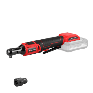 Avvitatore a cricchetto a batteria Einhell TE-RW 18/60 Li-Solo con adattatore. Utensile compatto per viti e bulloni.