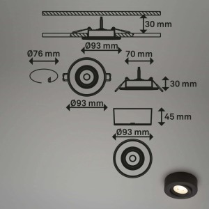 Faretto LED da incasso Desi dimmerabile Ø9x3cm Nero