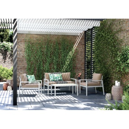 Salotto da giardino caffè Noralee in acciaio 4 posti