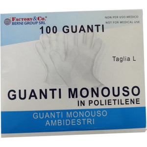 Confezione di guanti monouso per uso domestico, taglia L, 100 pezzi.