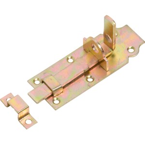 Catenaccio per porta zincato giallo, 120x50mm, per porte e cancelli esterni.