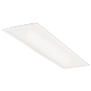 Pannello LED rettangolare con cornice bianca per montaggio a soffitto.