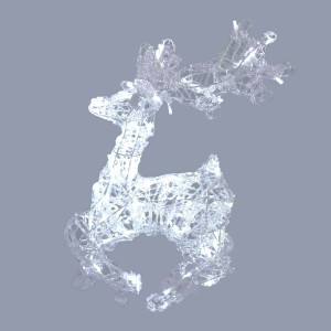 Renna 3D in acrilico 64 LED bianco 36x21x50 cm