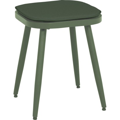 Sgabello in acciaio con cuscino verde