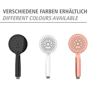 Soffione doccia Wenko Young nero, bianco e oro rosa con 5 getti.