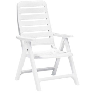 Sedia da giardino t.b.t. bianca in plastica, pieghevole con braccioli.