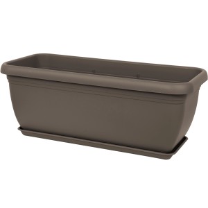 Fioriera beige Unica XL (100x43 cm) in plastica resistente per interni ed esterni.