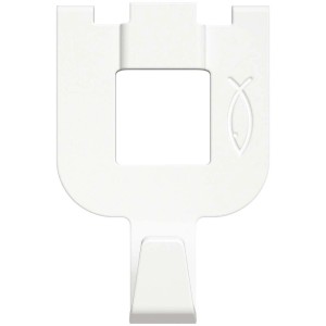 Dettaglio di un gancio per quadri t.b.t. bianco per cornici.