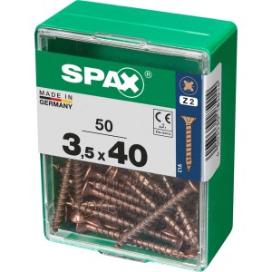 Viti per legno Spax 3,5x40 mm, 50 pezzi in contenitore verde.