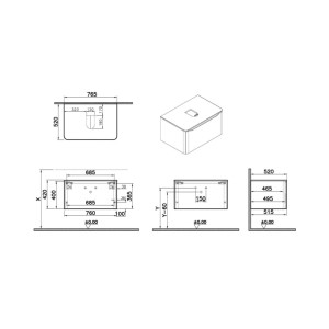 Mobile bagno base lavabo sospeso 1 cassetto Integra Round 80 cm matt white