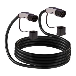 Cavo nero t.b.t. con due spine per auto elettriche.