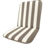 Cuscino da esterno a righe per sedie, beige e bianco.