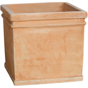 Vaso quadrato in terracotta per giardino o patio.