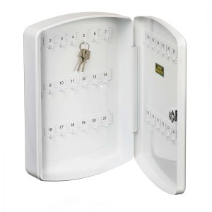 Portachiavi Burg Wächter Key Box aperto con 35 ganci, bianco.
