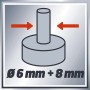 Simbolo per fresatrice verticale Einhell TC-RO 1155 E: pinze 6 mm + 8 mm per piallatrici e frese.