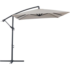 Ombrellone a braccio t.b.t. con telo rettangolare beige e struttura nera.