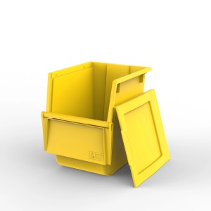 Contenitore giallo t.b.t. con patta, ideale per lo stoccaggio nel negozio online OBI.